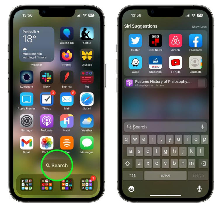 兰陵苹果手机维修分享升级到 iOS 16 后，如何删除主屏幕上的搜索按钮 